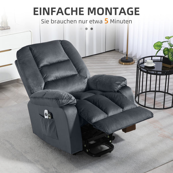 Massagesessel mit Aufstehhilfe und 8 Massagepunkten grau