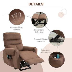 Massagesessel elektrisch mit Aufstehhilfe und Liegefunktion braun