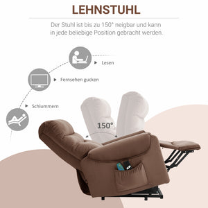 Massagesessel elektrisch mit Aufstehhilfe und Liegefunktion braun