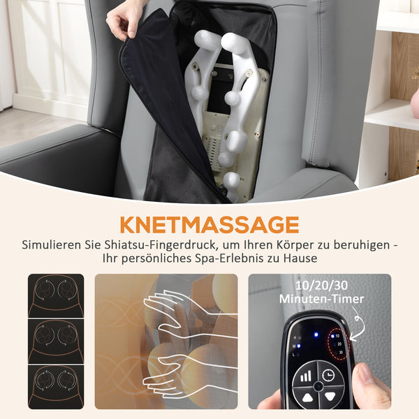 Massagesessel elektrisch mit Relaxfunktion Kunstleder grau