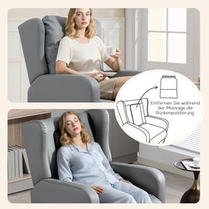 Massagesessel elektrisch mit Relaxfunktion Kunstleder grau