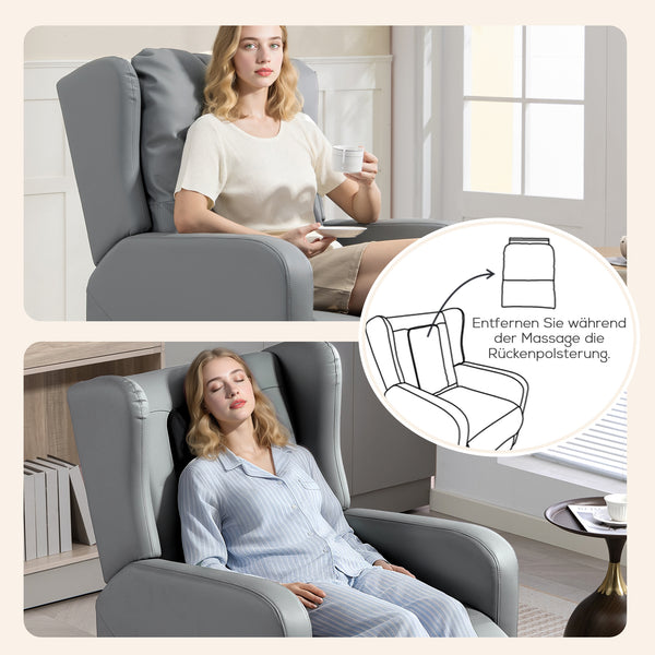 Massagesessel elektrisch mit Relaxfunktion Kunstleder grau