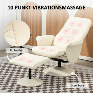 Massagesessel mit Hocker und Vibrationsfunktion cremeweiss
