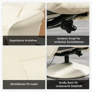 Massagesessel mit Hocker und Vibrationsfunktion cremeweiss