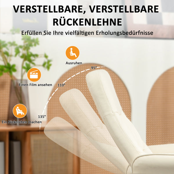 Massagesessel mit Hocker und Vibrationsfunktion cremeweiss