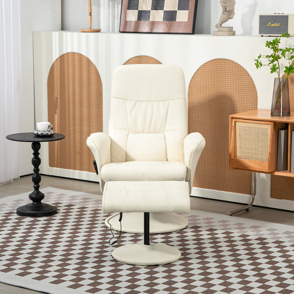 Massagesessel mit Hocker und Vibrationsfunktion cremeweiss