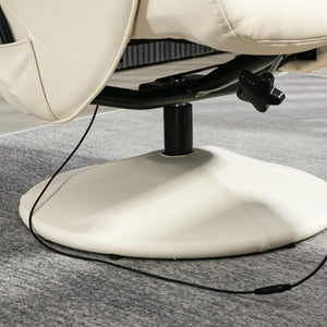 Massagesessel mit Hocker und Vibrationsfunktion cremeweiss