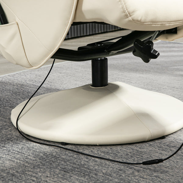 Massagesessel mit Hocker und Vibrationsfunktion cremeweiss