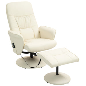 Massagesessel mit Hocker und Vibrationsfunktion cremeweiss