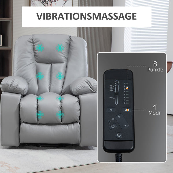 Massagesessel Relaxsessel für Senioren mit Fernbedienung dunkelgrau
