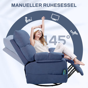 Massagesessel mit Wärme Liegefunktion drehbar bis 150kg blau