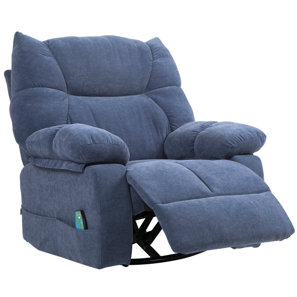 Massagesessel mit Wärme Liegefunktion drehbar bis 150kg blau