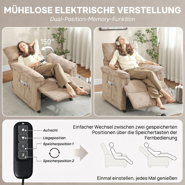 Massagesessel mit Wärmefunktion und Vibration Stoffbezug braun