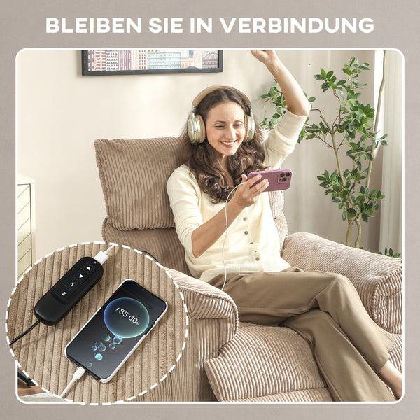 Massagesessel mit Wärmefunktion und Vibration Stoffbezug braun