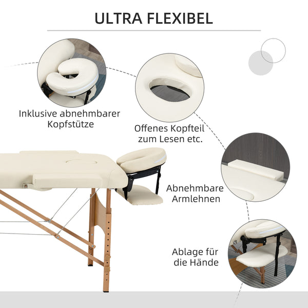 Massagetisch klappbar höhenverstellbar für Spa Holz Kunstleder