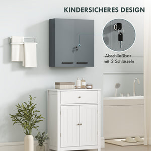 Medizinschrank abschliessbar mit 2 Türen und 6 Fächern kohlegrau