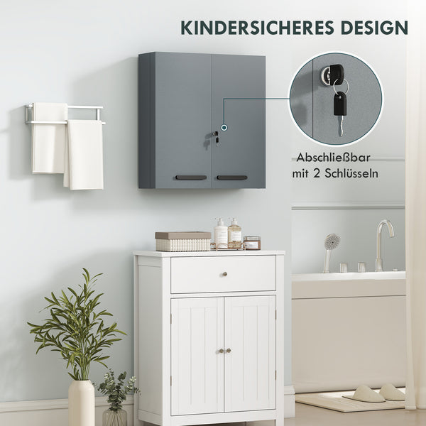 Medizinschrank abschliessbar mit 2 Türen und 6 Fächern kohlegrau