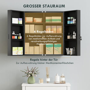 Medizinschrank abschliessbar für Medikamente schwarz