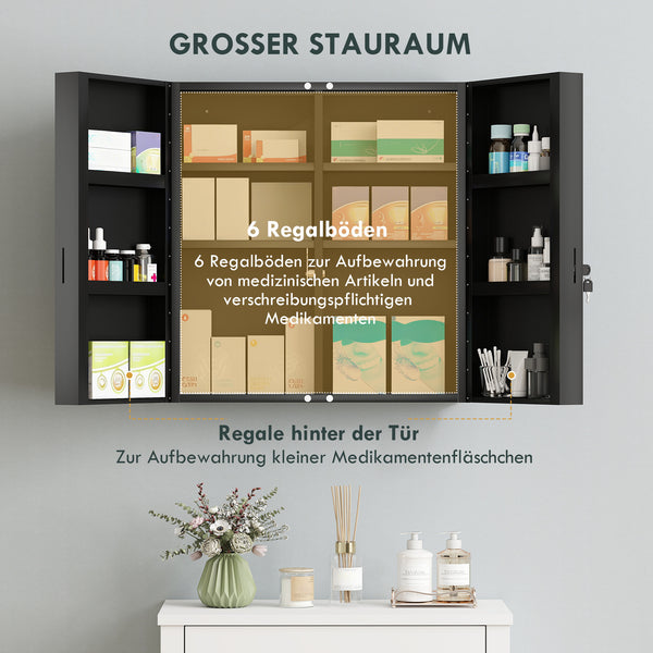 Medizinschrank abschliessbar für Medikamente schwarz