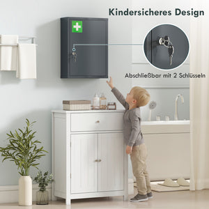 Medizinschrank abschliessbar zur Wandmontage aus Stahl grau