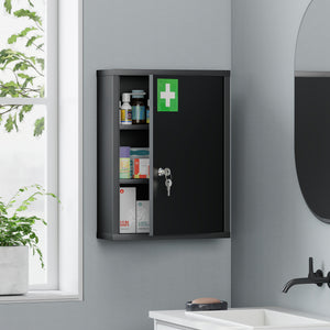 Medizinschrank abschliessbar zur Wandmontage aus Stahl schwarz