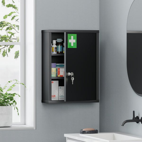Medizinschrank abschliessbar zur Wandmontage aus Stahl schwarz