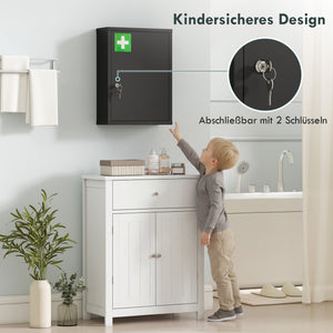 Medizinschrank abschliessbar zur Wandmontage aus Stahl schwarz