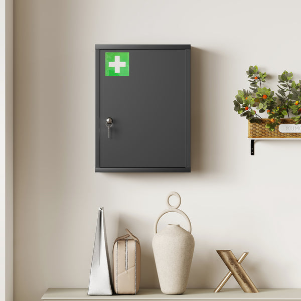 Medizinschrank abschliessbar zur Wandmontage aus Stahl schwarz