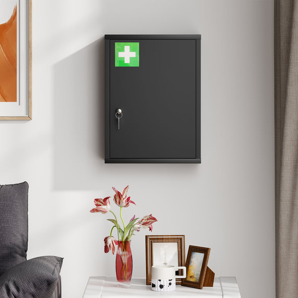 Medizinschrank abschliessbar zur Wandmontage aus Stahl schwarz