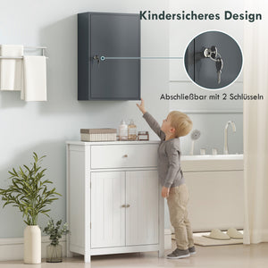 Medizinschrank abschliessbar mit Regal für Wandmontage