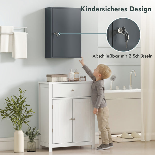 Medizinschrank abschliessbar mit Regal für Wandmontage