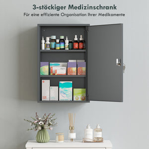 Medizinschrank abschliessbar mit Regal für Wandmontage