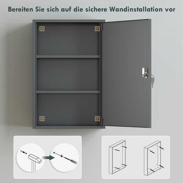 Medizinschrank abschliessbar mit Regal für Wandmontage