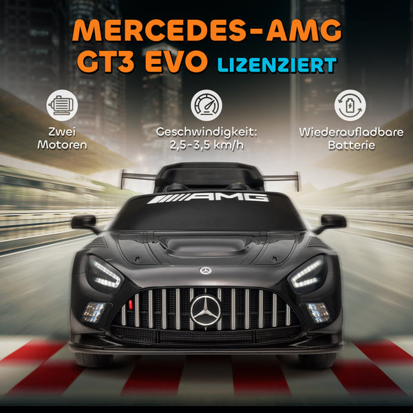 Mercedes Elektroauto für Kinder 12V mit LED Musik und Hupe schwarz