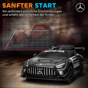 Mercedes Elektroauto für Kinder 12V mit LED Musik und Hupe schwarz