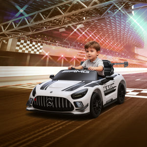 Elektroauto Mercedes für Kinder 12V mit Musik LED-Licht und Hupe weiss