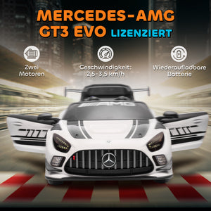 Elektroauto Mercedes für Kinder 12V mit Musik LED-Licht und Hupe weiss