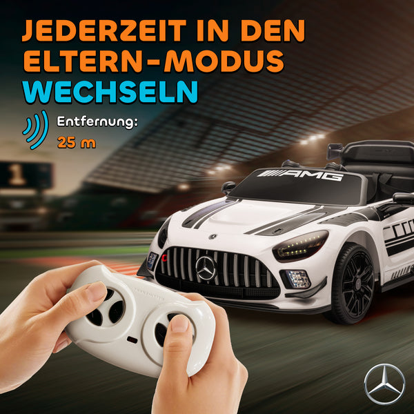 Elektroauto Mercedes für Kinder 12V mit Musik LED-Licht und Hupe weiss