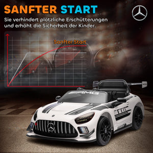 Elektroauto Mercedes für Kinder 12V mit Musik LED-Licht und Hupe weiss