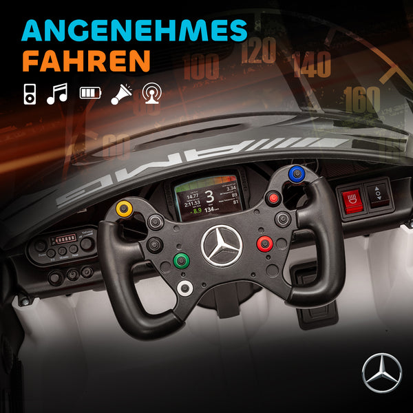 Elektroauto Mercedes für Kinder 12V mit Musik LED-Licht und Hupe weiss