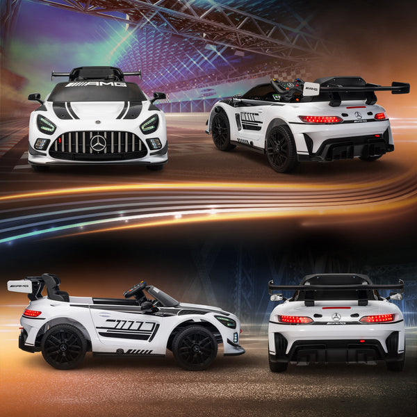 Elektroauto Mercedes für Kinder 12V mit Musik LED-Licht und Hupe weiss