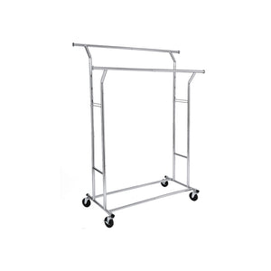 Portant à vêtements en métal, penderie robuste, charge maximale 110 kg, hauteur réglable de 129 à 169 cm, chromé