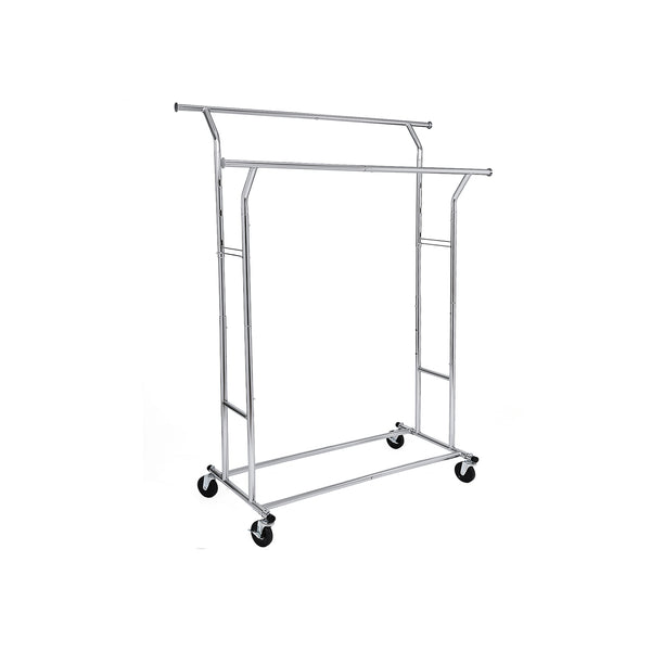 Portant à vêtements en métal, penderie robuste, charge maximale 110 kg, hauteur réglable de 129 à 169 cm, chromé