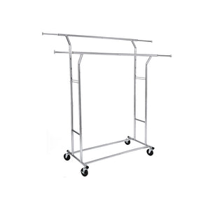 Portant à vêtements en métal, penderie robuste, charge maximale 110 kg, hauteur réglable de 129 à 169 cm, chromé