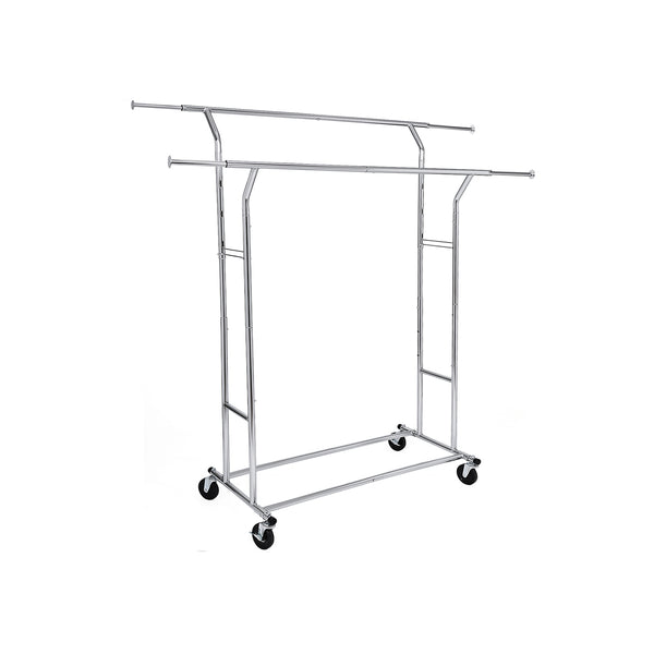 Portant à vêtements en métal, penderie robuste, charge maximale 110 kg, hauteur réglable de 129 à 169 cm, chromé