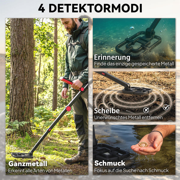 Metalldetektor wasserdicht faltbar mit LCD und Zubehör