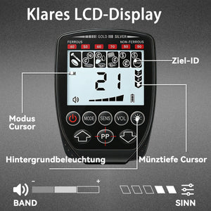 Metalldetektor wasserdicht faltbar mit LCD und Zubehör
