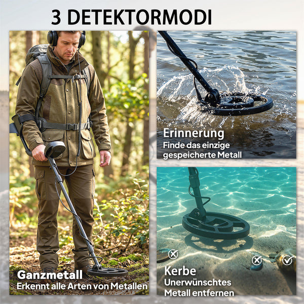 Metalldetektor wasserdicht mit LCD-Display Kopfhörer und Schaufel