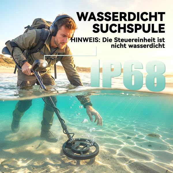 Metalldetektor wasserdicht mit LCD-Display Kopfhörer und Schaufel