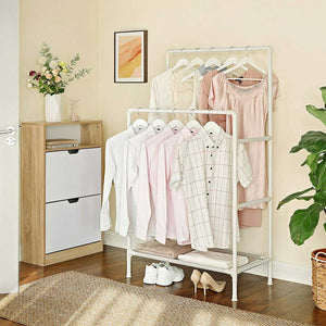 Metallgarderobe Kleiderständer mit 2 Stangen Weiss